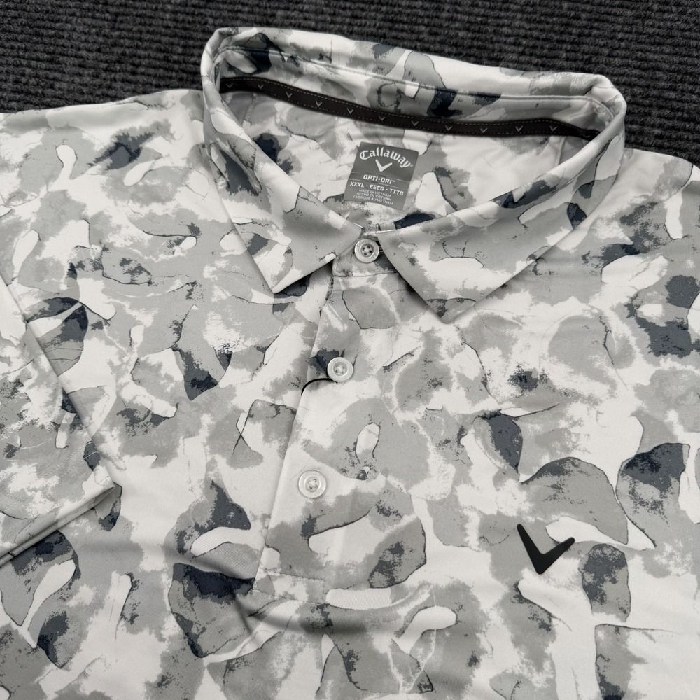 Callaway Polo Opti-Dri Shirt Men's Size 3XL Black White Camo Stretch NWT $80